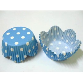 Baby Blue Polka Dot Birthday Paper Muffin Cupcake Liners case Baking Cups 100 pcs,Standard Size 2x1.25inch