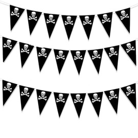 32FT Pirate Flag, Pirate Bunting, Pirate Accessories Pirate Themed Party Accessories for Outdoor Decoration Vivid Color and UV Fade Resistant