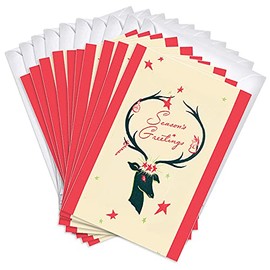 Deer Holiday Greeting Cards, Reindeer Christmas Cards Multi-Pack Set of 10, Christmas Cards for Employees, Friends (4x6) by Wright Home & Gift (Reindeer Stars)