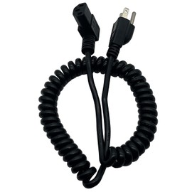 Traovien 3 Prong Female Coiled Spiral Power Cable,3 Prong AC Power Cord Cable 2.5m/8FT 18AWG Connector Plug Wire,Suitable for TV, Computer, Printer, Radio, Monitor Laptop, etc (Black Left)