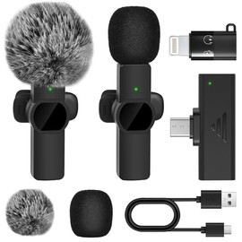Lostrain Micrófono Lavalier Inalámbrico para iPhone, Mini Microfono para Celular Reducción de Ruido,Micrófono de Solapa Lavalier Plug&Play 20M para Android/iPad/Pc,Facebook Tiktok Youtube Vlog
