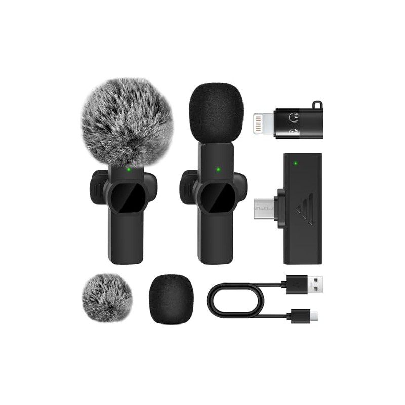Lostrain Micrófono Lavalier Inalámbrico para iPhone, Mini Microfono para Celular