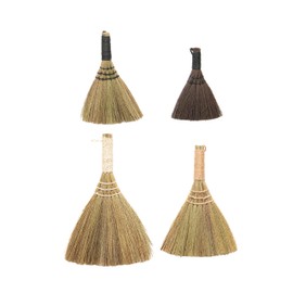 Whisk Brooms with Yarn Wrapped Handles, Multi Color Neutrals, Set of 4