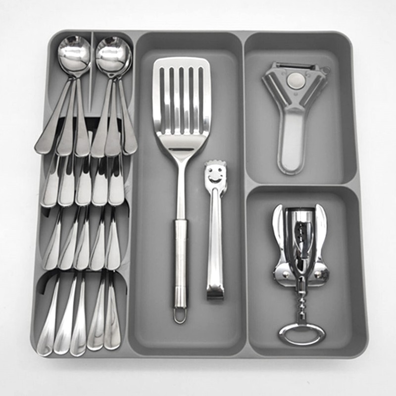 Silverware Drawer Organizer 3 in 1 Eco Friendly Plastic Multifunction