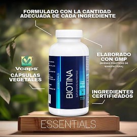 NLS Essentials® | BIOTINA | 90 cápsulas | 300mcg de Biotina + 400UIs D3 + 10mg Zinc + 300mg de Péptidos de colágeno