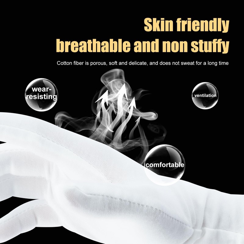 BWEISSTH White Cotton Gloves 28 Pcs(14 Pairs) Dry Hand Moisturizing