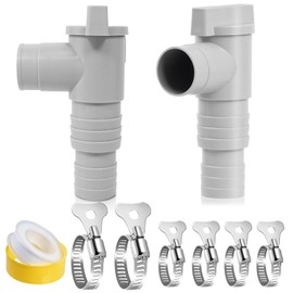 Homethrive Set of 2 Shut-off Valve for Pools 32 mm Set with 6 Hose Clamps, Pool Stopcock Hose Connection (Compatible 32 mm/38 mm), Pool Maintenance Accessories for Pool Pump Maintenance and Above