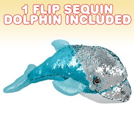 ArtCreativity Flip Sequin Dolphin Plush Toy, 1PC, Soft Stuffed Dolphin with Color Changing Sequins, Cute Home and Nursery Animal Decorations, Calming Fidget Toy for Girls and Boys, 18 Inches