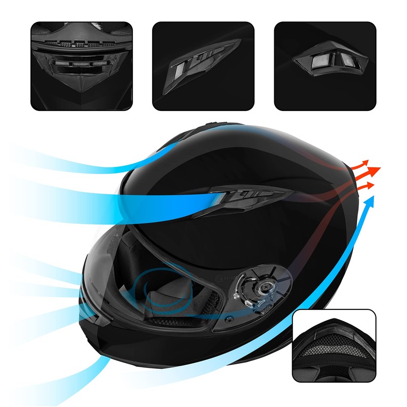 VCAN VX Lightweight Full Face Motorcycle Street Bike Helmet with