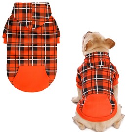 EXPAWLORER - Sudadera con capucha para perro, estilo británico con agujero para correa, ropa de Pitbull, ropa de invierno para todas las razas, ropa para cachorros, niñas, niños, gatos (naranja)