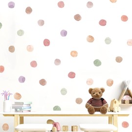 hhdatc Colorful Boho Dot Wall Decals Removable Watercolor Dot Wall Decals Colorful Planet Design for Living Room, Bedroom & Playroom Decor