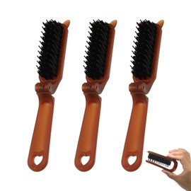3 Pack Travel Folding Hair Brushes, Small Hair Brush, Portable Pocket Boar Bristle Brush, Gentle Bristles, for Hair Restore Shine and Smoothing