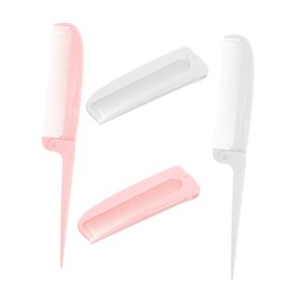 Beavorty 4pcs Foldable Rat Tail Combs Pocket Hair Styling Comb for Quick Touch-ups Fine Teeth Design for Smooth Gliding Portable Travel Hair Tool for