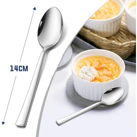 Kucensi Tea Spoons, Pack of 6, Stainless Steel Coffee Spoons, Dessert Spoons, Espresso Spoons, Small Spoon with Square Handle for Party, Home, Restaurant, Healthy & Highly Polished, Dishwasher Safe