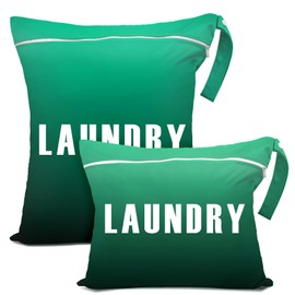 2 Pcs Large Travel Laundry Bag Waterproof Wet Dry Bag Washable Dirty Clothes Bag Bathing Suit Workout Bag for Gym Clothes Laundry Wet Clothes Swimming Yoga (Green+Dark Green)