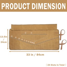 Wrench roll, 16OZ Waxed Canvas Tool Storage Roll Up Pouch - with 20+4 Tool Pockets, Tool Organizer Roll for Metric & SAE Wrench Set - Khaki