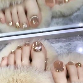 SEMTIM Nail Tips, 24 Pieces, Thumb Nail Stickers, Foot False Nails, Nail Tips, Reusable, Gel Nail Tips, Summer Nails, Weddings, Coming-of-Age Ceremonies, Foot Nails, Easy Nail Removable, For Feet