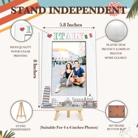 YSTEP Italy Travel Picture Frame, Wedding, Birthday, Vacation Honeymoon Gifts for Friends Couples, Family Vacation Tour Photo Frames Favors, 4x6 In Italy Themed Wooden Frames -H01