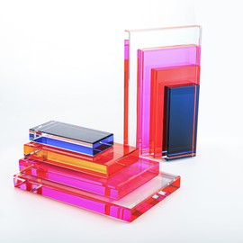 6Lbs Heavy Crystal Bookends Square Geometric Crystal Bookends Decorative Bookends for Shelves Stylish Book Stoppers for Heavy-Duty Use Non Skid Sturdy(1 Pair,Colorful)