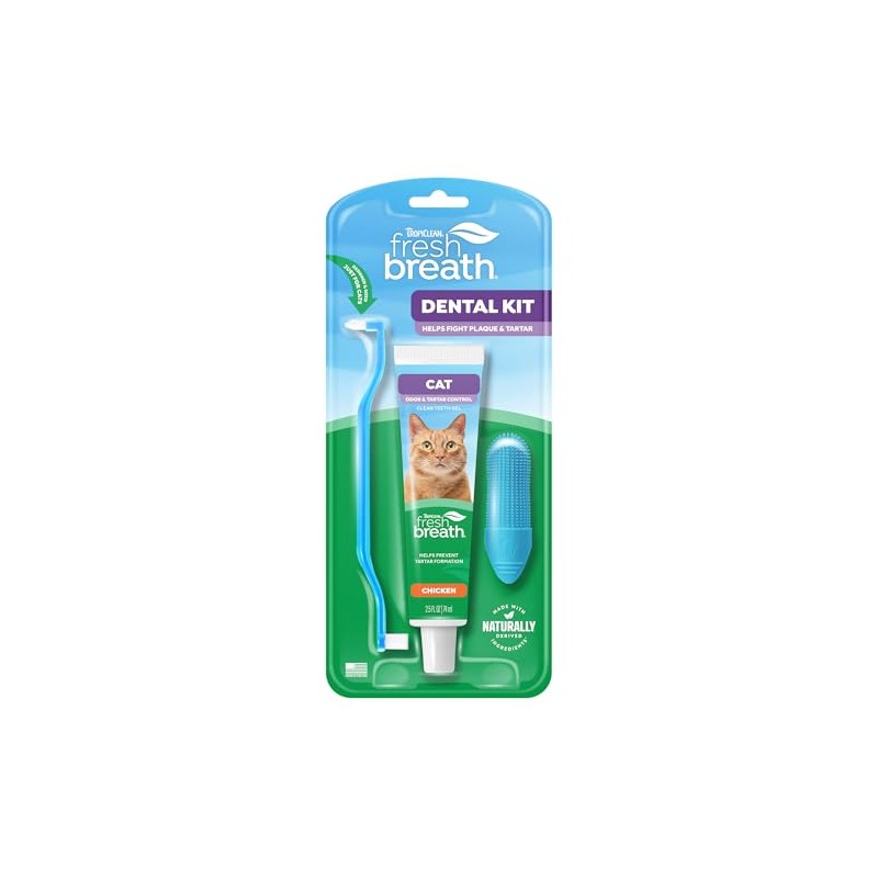 TropiClean Fresh Breath Cat Toothbrush and Toothpaste Kit, Cat Teeth