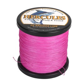 HERCULES Braided Fishing Line 12 Strands, 100-2000m 109-2196 Yards Braid Fish Line, 10lbs-420lbs Test PE Lines for Saltwater Freshwater - Pink, 10lbs, 100m