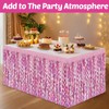 6 Pack 29x108 Inch Pink Wave Foil Fringe Table Skirts