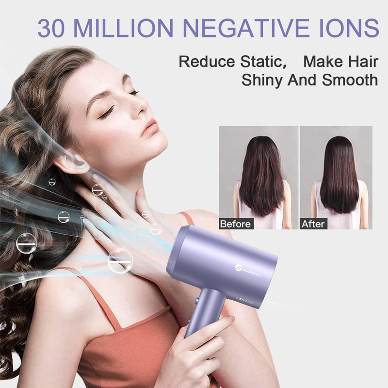 slopehill Professional Ionic Hair Dryer, Powerful 1800W Fast Drying Low