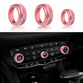 SENSHINE Air Conditioning Knob Cover Volume Control Tune Switch Buttton Covers for Dodge Durango Accessories 2021 2022 2023 2024 2025 AC Climate Adjust Trim Ring 3Pcs (Pink)