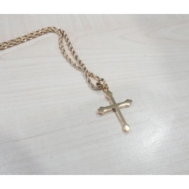 24K Gold Cross Necklace Pendant Charm with 3MM Rope Chain Gift for Men Women Baptism Religious Fashion Jewelry (22)