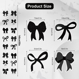 YTHETM Bow Birthday Decortions Black Bow Party Decorations Black Bow Banner Garland Decor for Girls Women Baby Shower Bridal Wedding Bachelorette Bow Theme Party Supplies