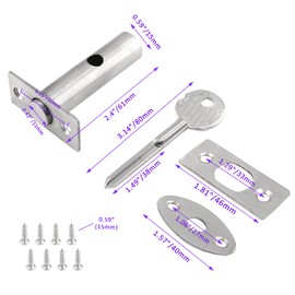 LDEXIN Stainless Steel Hidden Manager Tubewell Key Mortise Lock Hardware with Key and Screw for Door Length 3.14" / 80mm