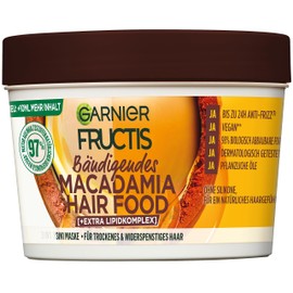 Garnier Macadamia 3-in-1 Hair Mask for Dry and Unruly Hair, Leave In for a Naturally Gentle Hair Feel, Vegan Formula with Natural Ingredients, Fructis Hair Food, 1 x 400 ml