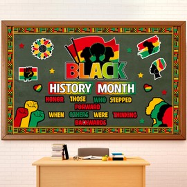 Janlaugh Black History Month Bulletin Board Decorations African American Heritage Classroom Wall Art, Cultural Diversity Educational Display for School, Office, Library(Classic)
