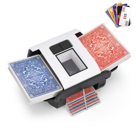 Automatic Card Shuffler for 1-2 Decks, Electric Playing Card Shuffler Machine, One Press Shuffling, Low Noise, Rechargeable & Portable Casino Card Shufflers for UNO, Poker, Bridge, Blackjack, Skip-Bo