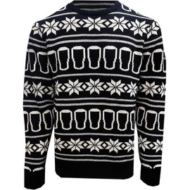 Guinness Pint Jumper Holiday Sweater for Men, Black and White, XS