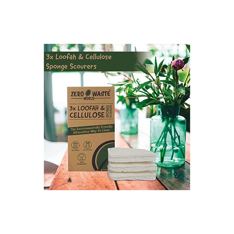 ZERO WASTE WORLD Natural sponge -eco friendly washing up sponges,