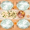 50Pcs Sage Green Floral Large Oval Paper Plates 12 x