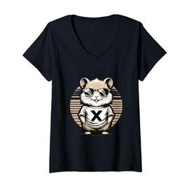 Womens Funny hamster meme based Mallorca party outfit V-Neck T-Shirt