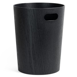 Kazai. Real Wood Waste Paper Bin Börje | Modern Wooden Paper Basket for Office, Kids' Room, Bedroom and more | 9 liters | Oak black