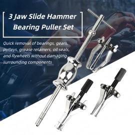 RQG 3 Jaw Slide Hammer Bearing Puller Set, Universal Internal External Bearing Gear Puller Set, Alloy Steel Pulley Wheel Bearing Removal Tool Set with Storage Case