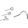 PIERCINGLINE Titanium Nose Stud Spiral with Push Fit Attachment Set