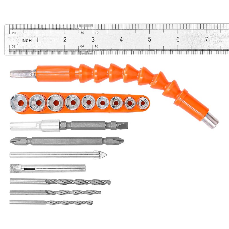 28PCS Flexible Screwdriver Drill Bit Extension Rod Hex Sockets Bits