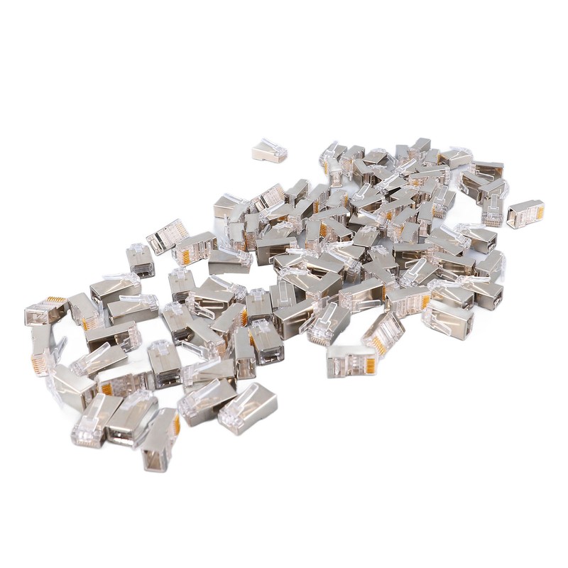 100Pcs CAT6 RJ45 Metal Shielded Connector Safe Reliable Net Shielded