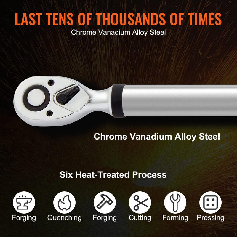 VEVOR Digital Torque Wrench 1/2" Drive(25-250ft.lb/34-340n.m), ±2% Torque Accuracy, 3-Mode