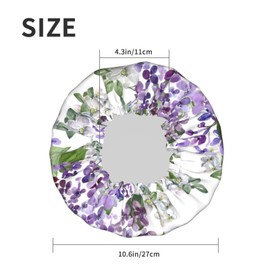 Beautiful Lilac Shower Cap for Women,Double Waterproof Layers Bathing Shower Hat Large Designed for all Hair