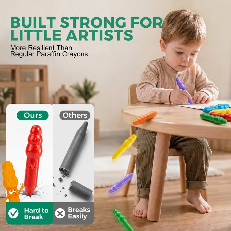 Jar Melo Jumbo Crayons for Toddlers 1-3, 16 Colors Non