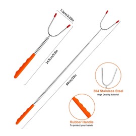 Lyfengdeam Barbecue Forks-4 Pack Marshmallow Roasting Sticks Extendable Stainless Steel U Shape Hot Dog Fork Toasting for Fire Pit and BBQ Telescopic Forks ((Black, Red, Yellow, Blue)