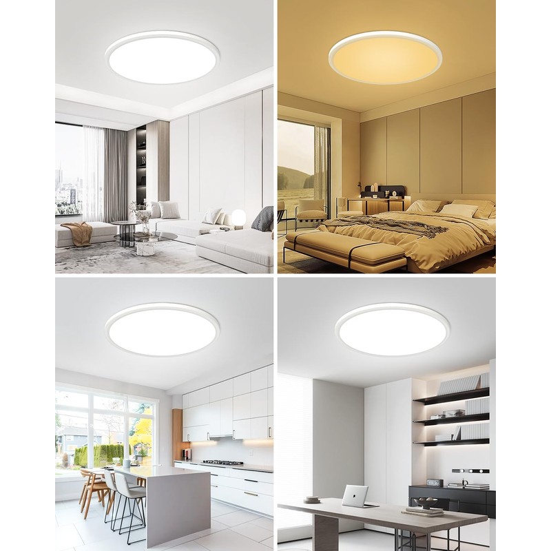 Bowfar LED Ceiling Light, 24 W Round Ceiling Light Flat