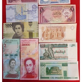 UNC Lot of 10 Different Foreign PAPER MONEY BANKNOTES WORLD CURRENCY