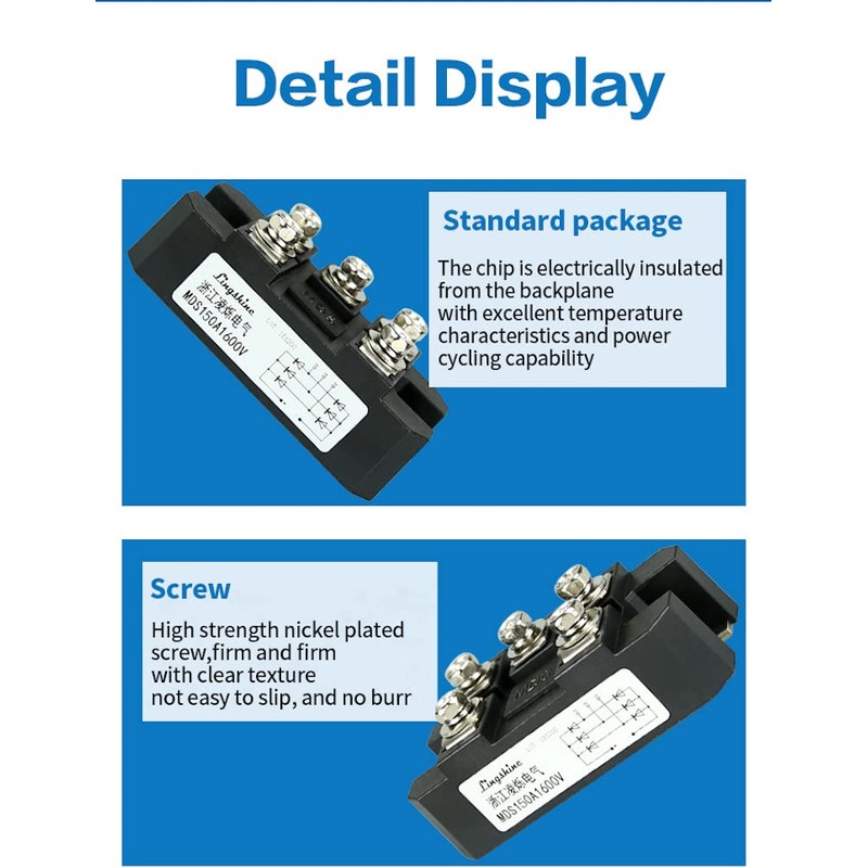 Aigoodele 1pcs MDS150A 3 Phase Diode Bridge Rectifier Module 150A